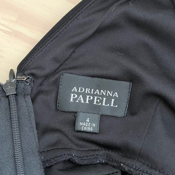 Adrianna Papell Shutter Pleat Stretch Jersey Sheath Cocktail Dress Black, Size 4 - Picture 3 of 10